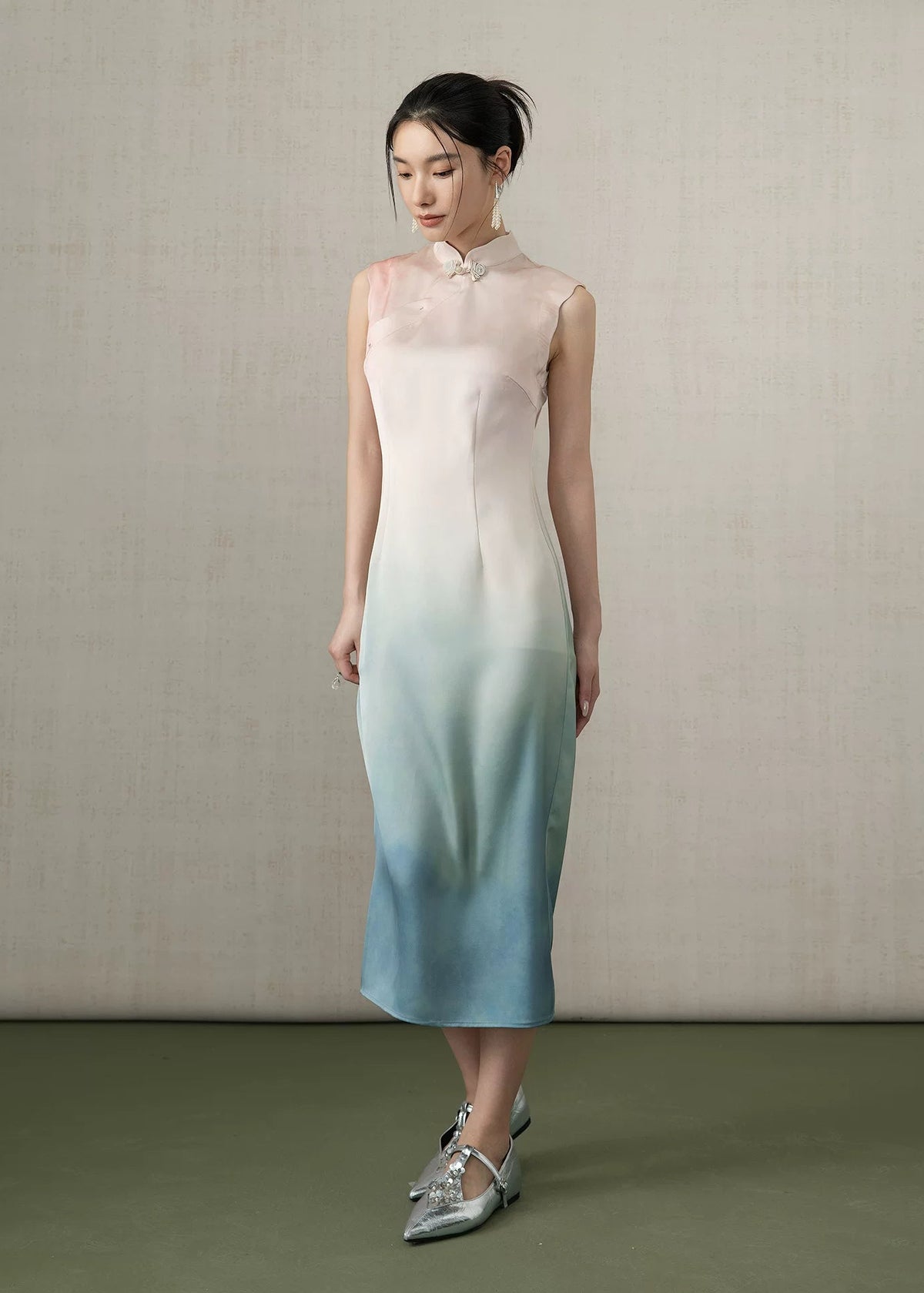 Inkshade | Blush Gradient Modern Qipao (墨影)