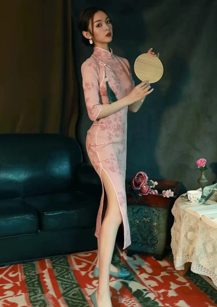 Pink Love | Printed Qipao Dress (粉颜)