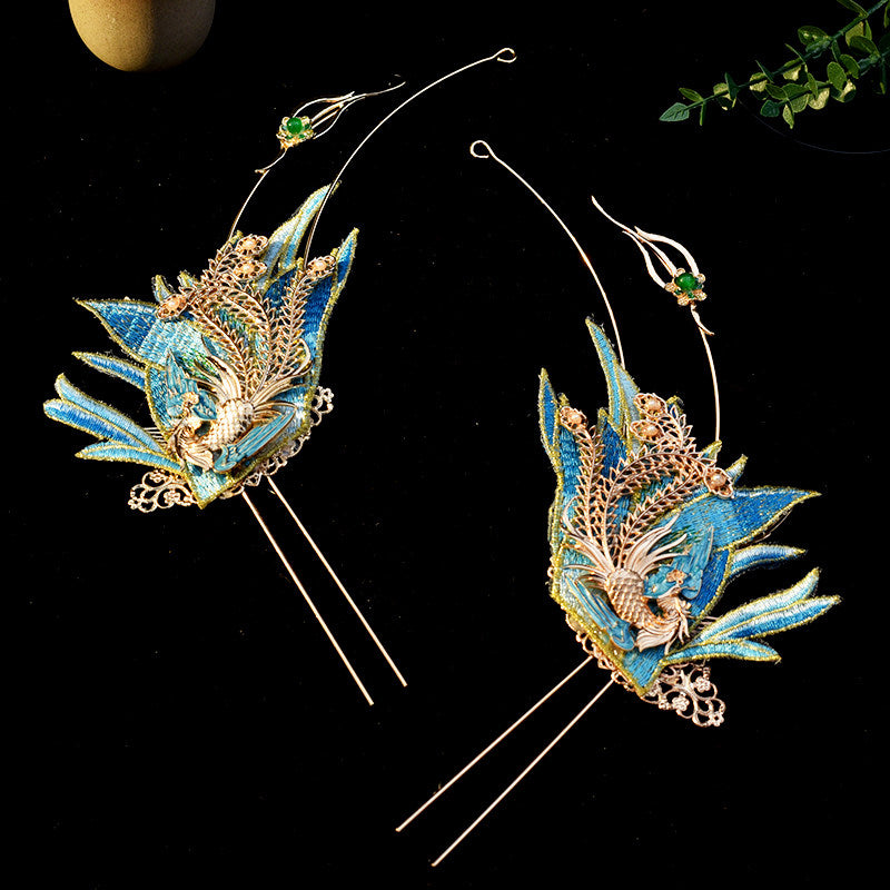 Azure Phoenix | Feathered Crown & Hair Accessories Set (青鸾神女)