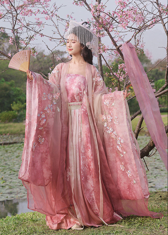 Moonlit Sakura | 4-Piece Embroidered Hanfu (揽月裁樱)