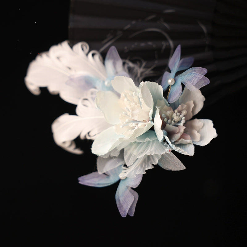Pluma | Horquilla con plumas florales de 3 colores (翎羽)