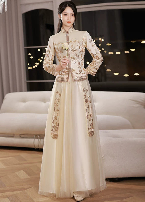 Bridesmaids Gold Champagne Chinese Style Dress (BM012)