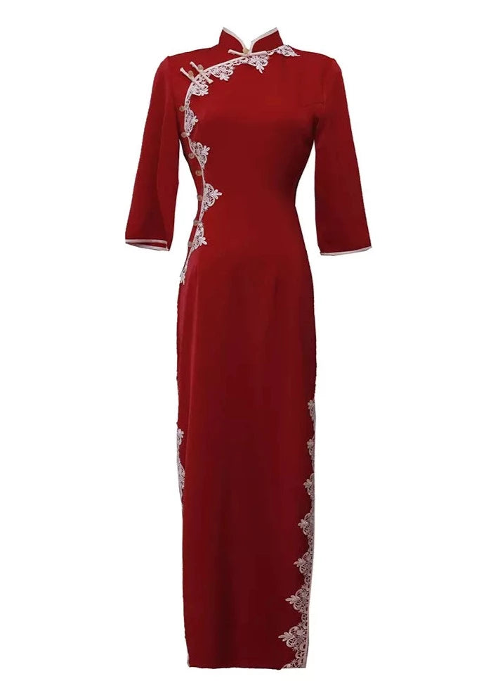 Ruby | Stain Qipao Dress (朱砂)