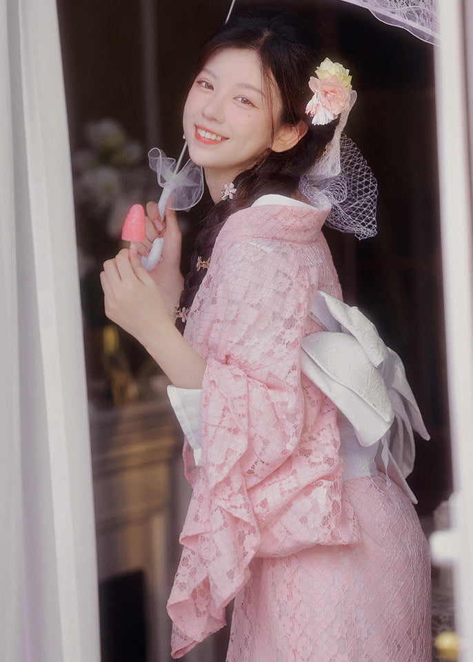 Sakura Bloom | 3-Piece Lace Asian Kimono (樱落)
