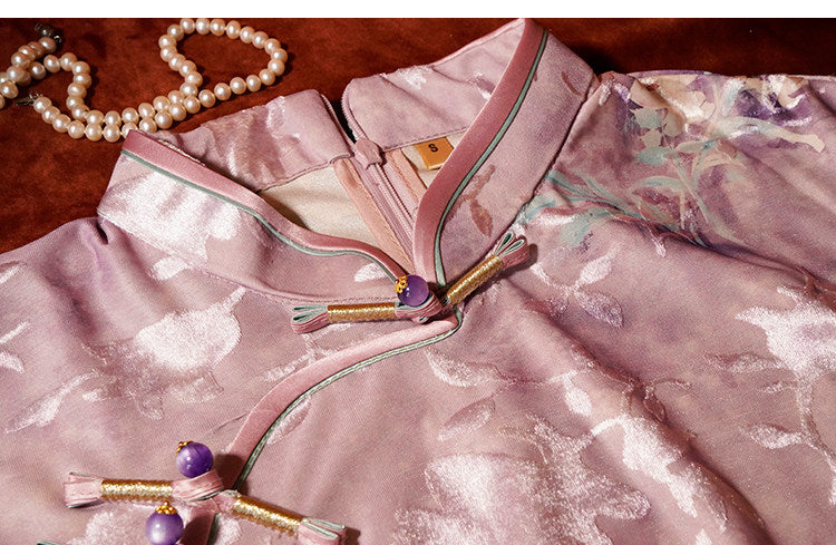 Peach Blush | Vintage Velvet Qipao (粉桃) – NewMoonDance
