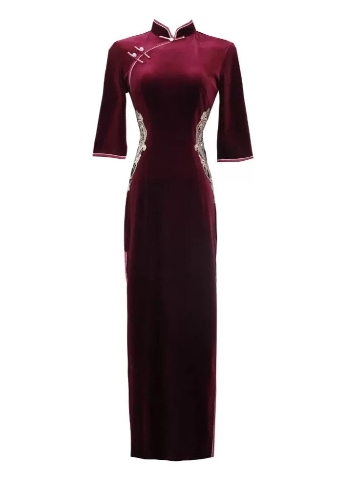 Burgundy | Velvet Qipao Dress (红酒之恋)