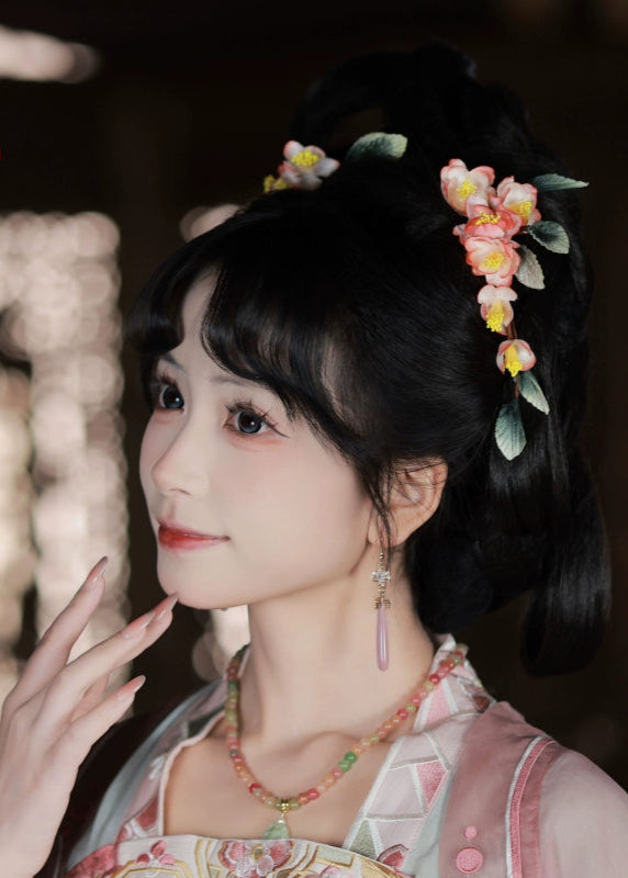 Apricot Blossom | 2-Piece Flower Hair Pieces (绛纱)