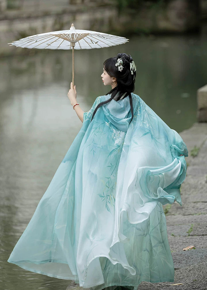 Bamboo Rain | 4-Piece Embroidered  Hanfu (清影)