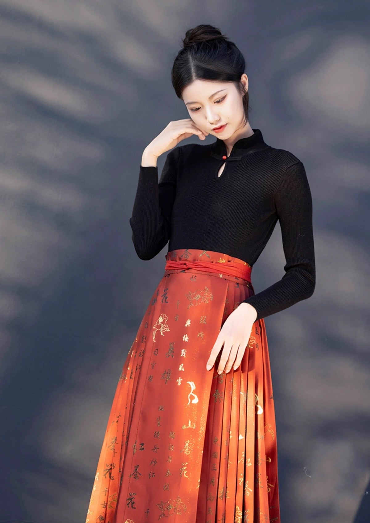 Jade | 9-Colors Mandarin Collar Ribbed Knit Top (落玉盘)