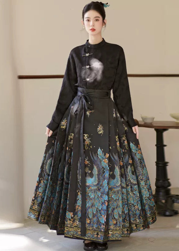 Little Jade | Plus Embroidered Ma Mian Skirt Set (点翠)
