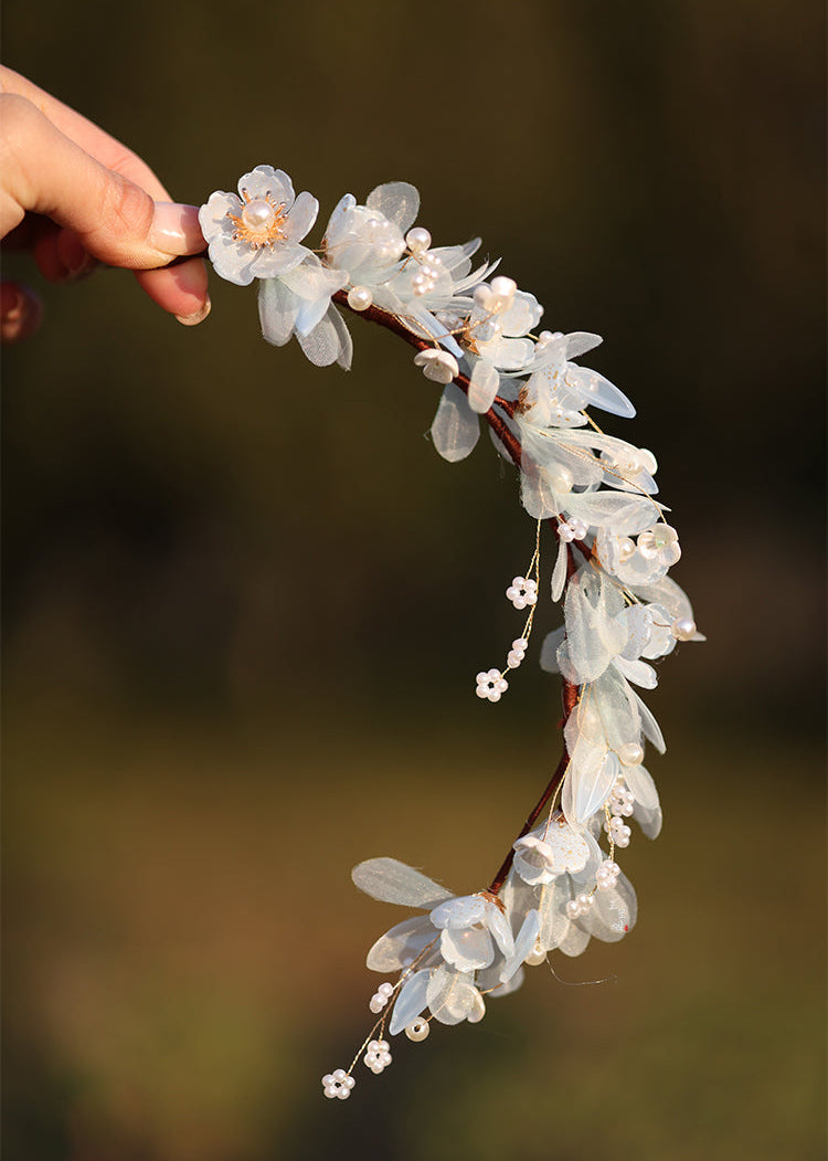 Orquídea Serena | Extensiones de Cabello de 2 Piezas con Flores (雪魄)