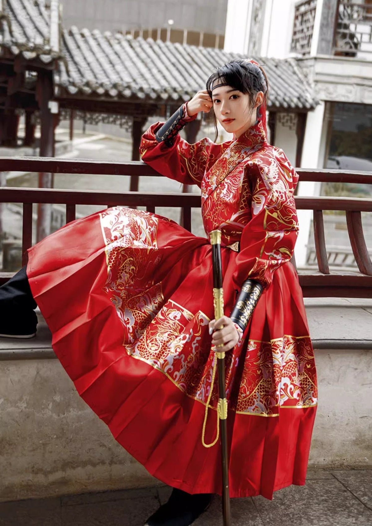 Water Dragon | Uni-Sex 3-Pieces Embroidered Flying Fish Hanfu (水龙吟)