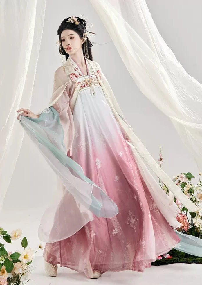 Sweet Peach | 4-Pieces Embroidered Hanfu (桃许春色)