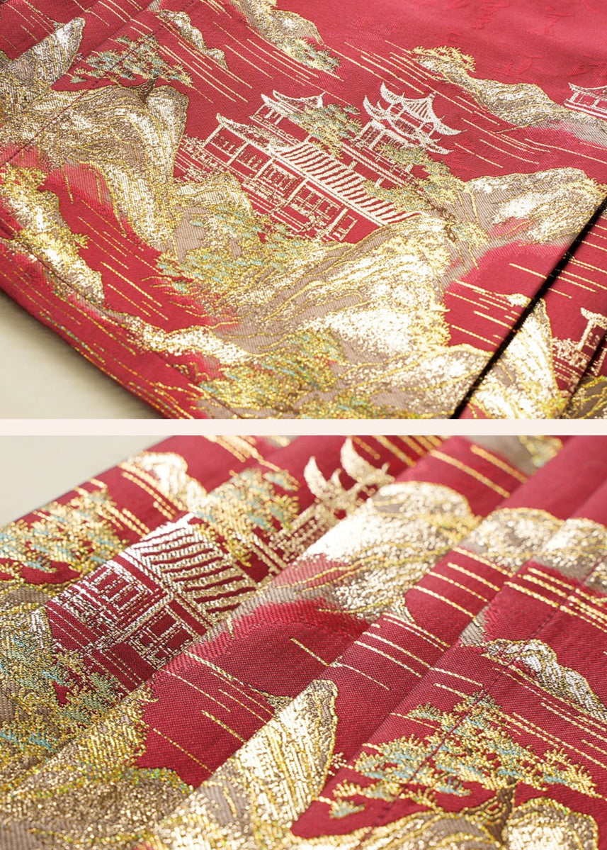 Gilded Landscape| Modern Short Ma Mian Skirt (描金山水)