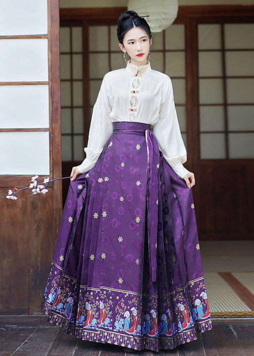 Little Jade | Plus Embroidered Ma Mian Skirt Set (点翠)
