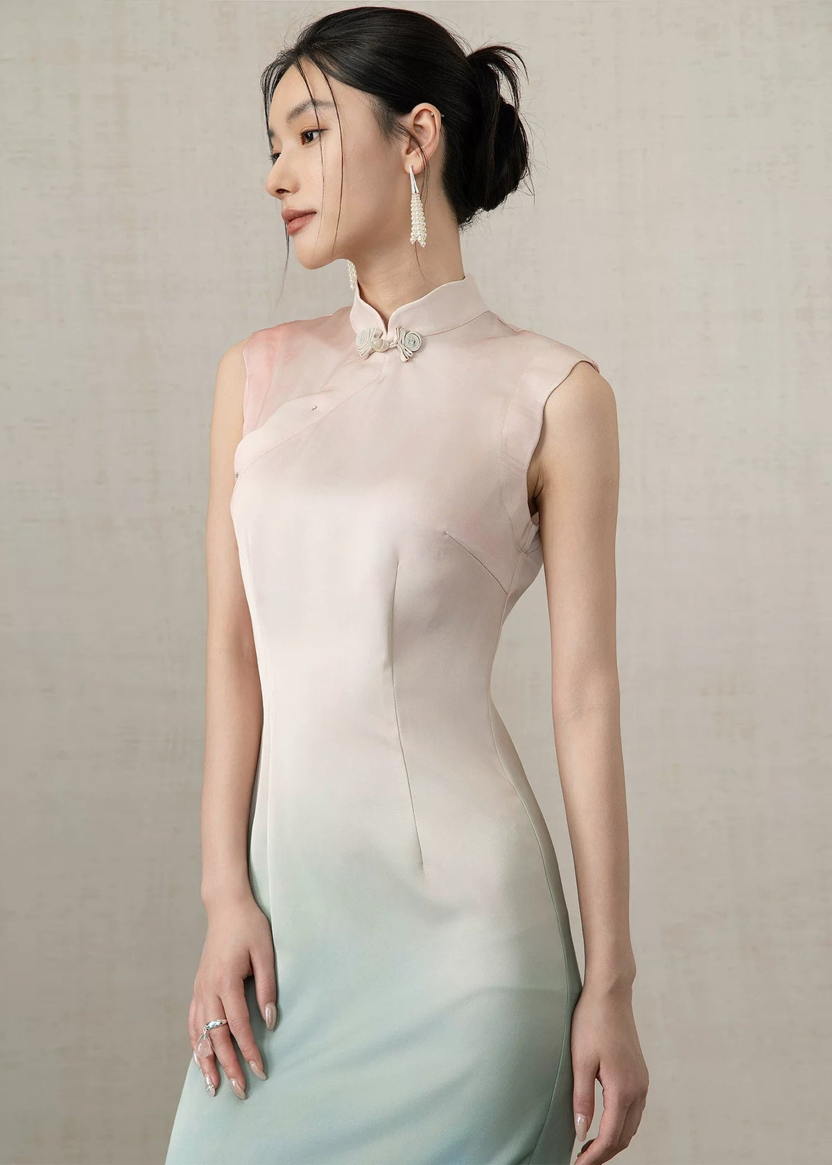 Inkshade | Blush Gradient Modern Qipao (墨影)