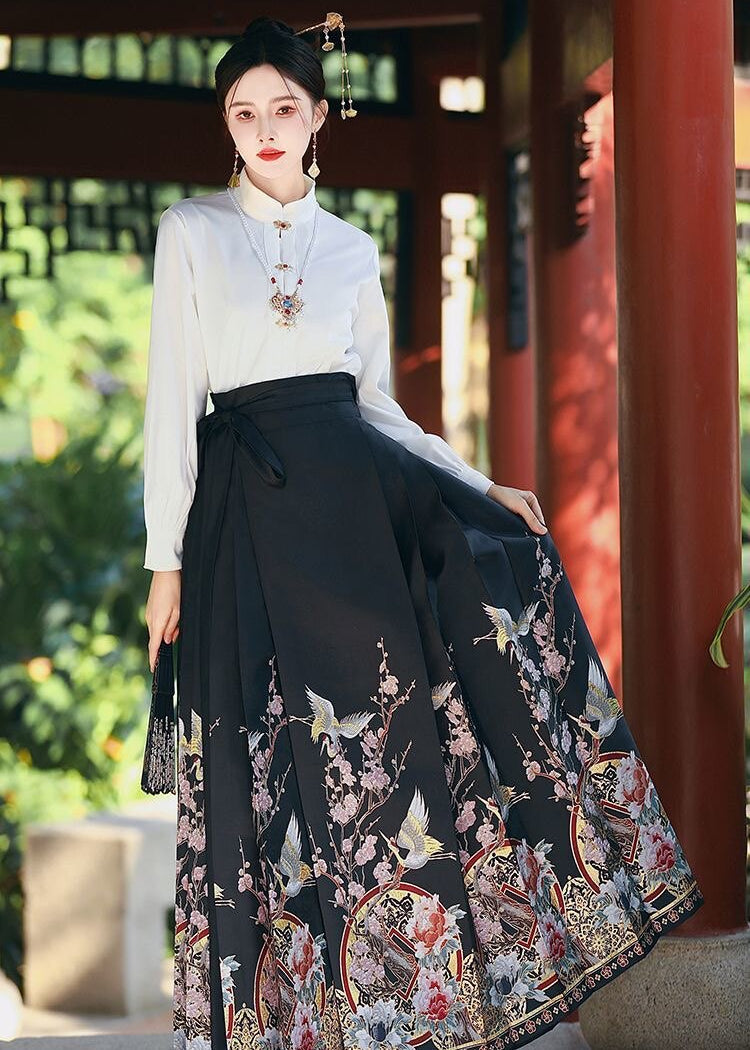 Crane Dance | 2-Piece Plus Ma Mian Skirt Set (鹤舞)