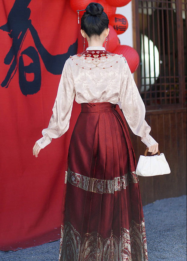 Little Jade | Plus Embroidered Ma Mian Skirt Set (点翠)