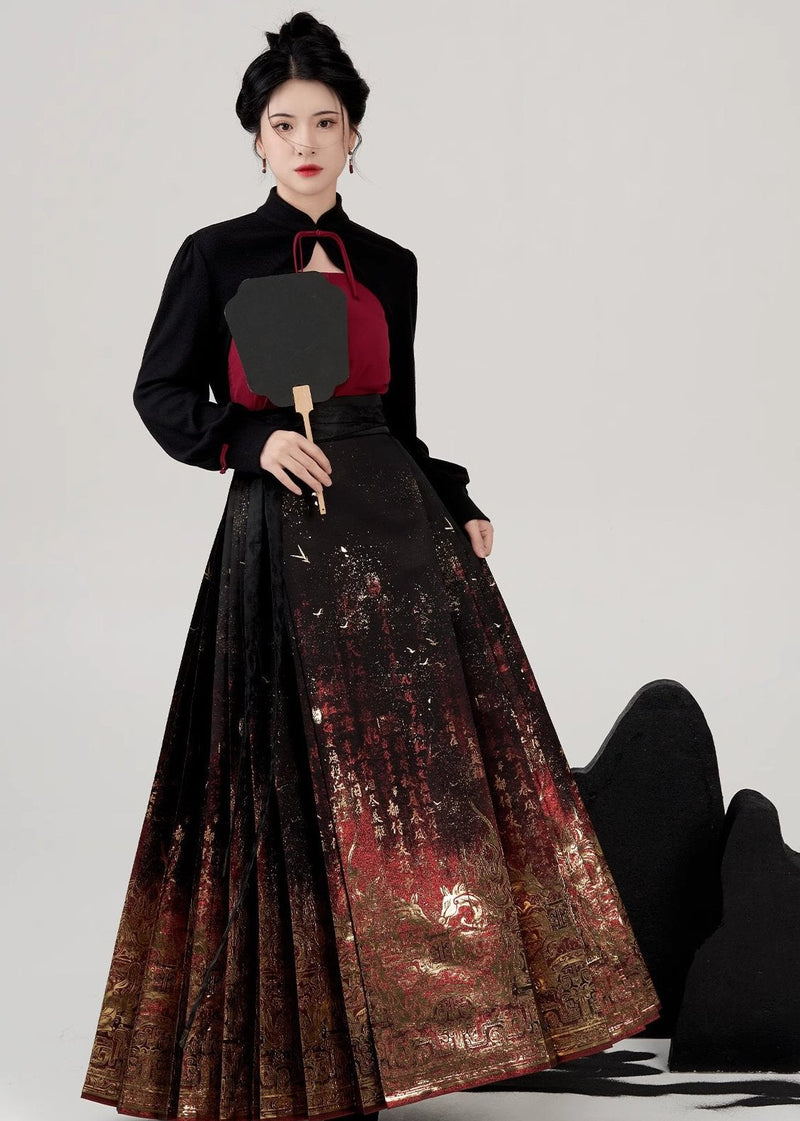 Cinnabar | Modern 3-Pieces Ma Mian Skirt Set (丹砂)