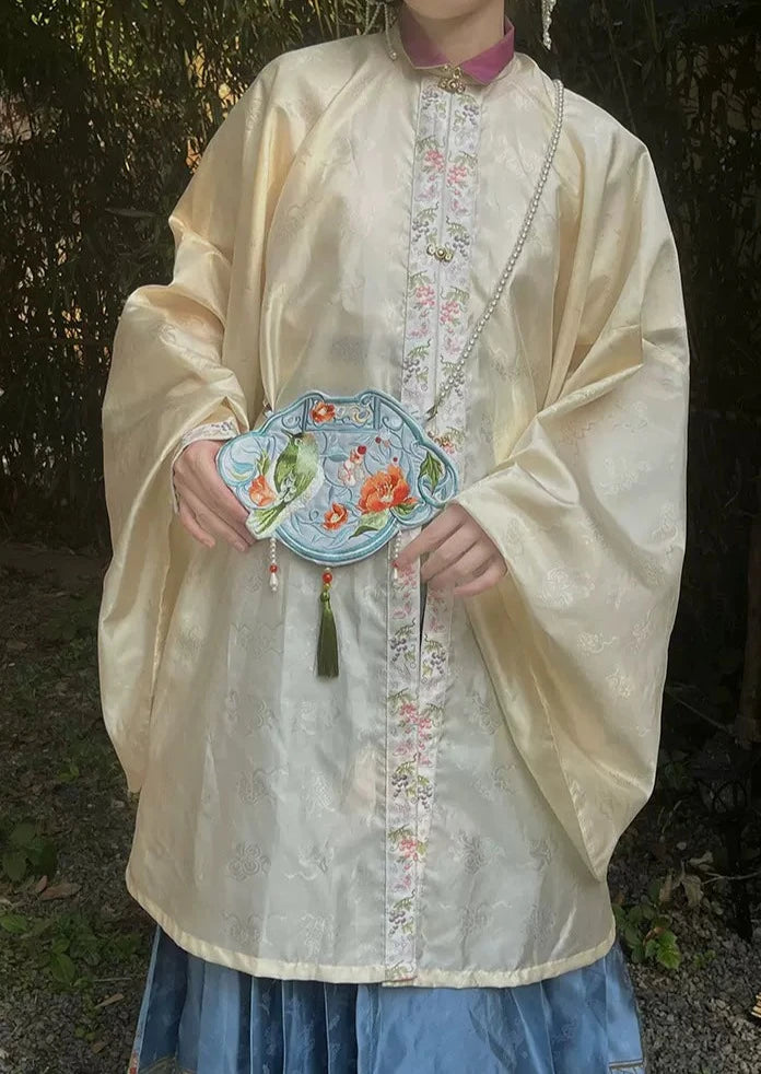 Floral and Sparrow | Blue Embroidered Bag