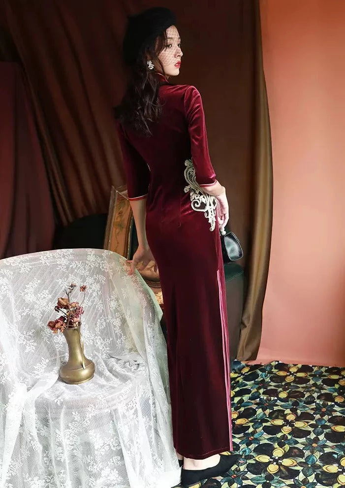 Burgundy | Velvet Qipao Dress (红酒之恋)