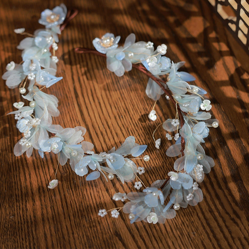 Orquídea Serena | Extensiones de Cabello de 2 Piezas con Flores (雪魄)