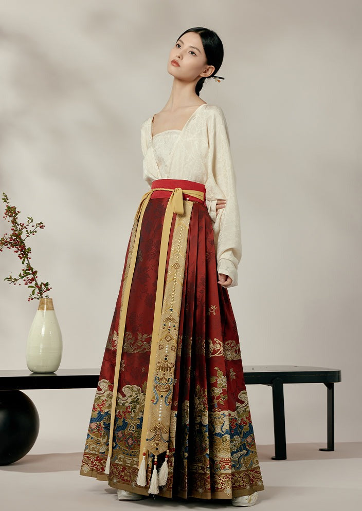 White Porcelain | 3-Pieces Modern Ma Mian Skirt Set (素瓷)