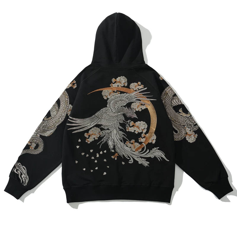 Dragon Moon | Embroidered Unisex Kimono Hoodie (朱雀龙)