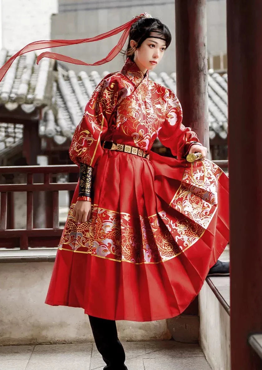 Water Dragon | Uni-Sex 3-Pieces Embroidered Flying Fish Hanfu (水龙吟)