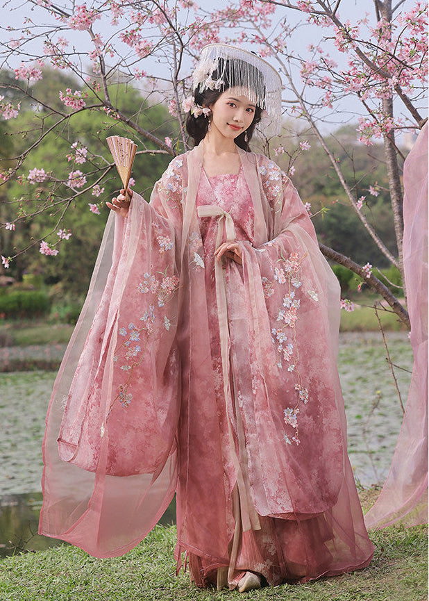 Moonlit Sakura | 4-Piece Embroidered Hanfu (揽月裁樱)