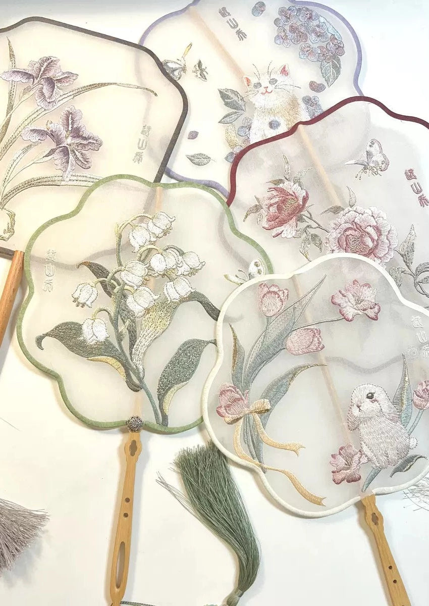 Valley Lily | 4-Colors Embroidered Fan