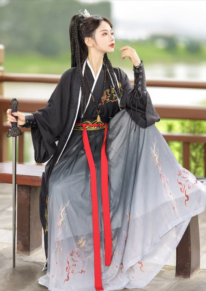 Hanfu Set Flame Bird | Unisex 5-Pieces Hanfu Set (惊鸿) – NewMoonDance