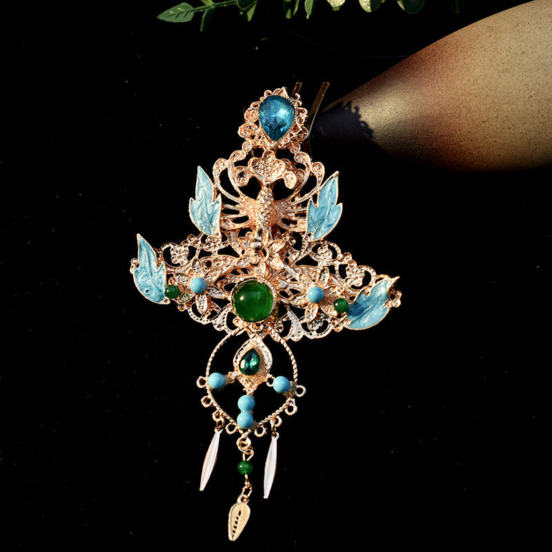 Azure Phoenix | Feathered Crown & Hair Accessories Set (青鸾神女)