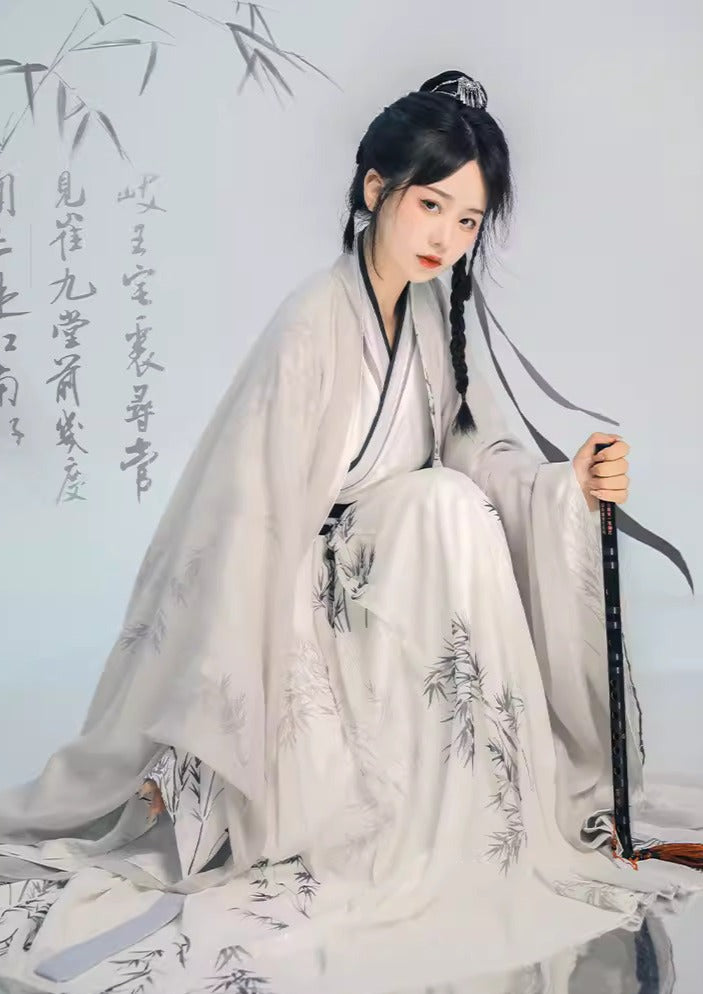 Lluvia de bambú | Conjunto Hanfu unisex de 4 piezas (汐雨莺)