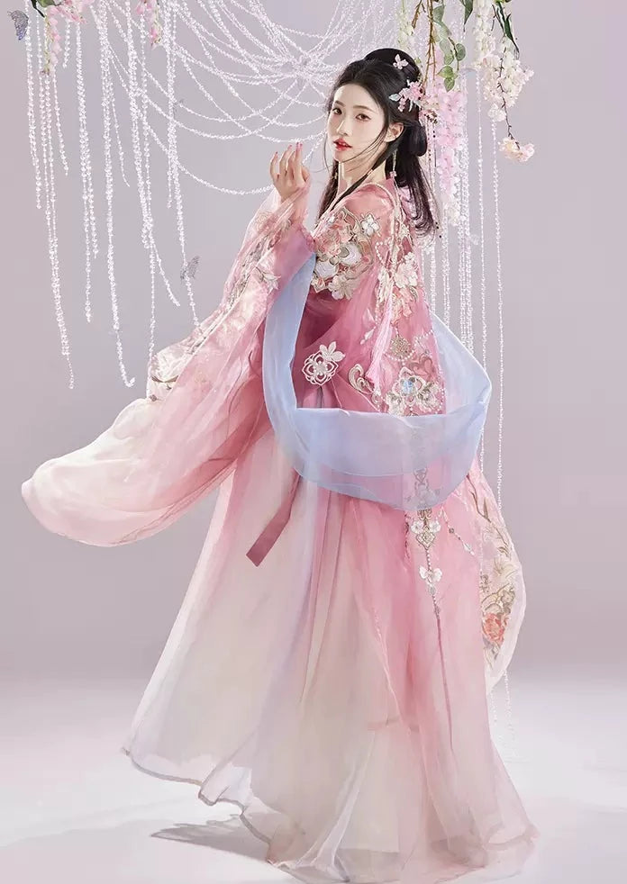 Peach Blossom | 3-Pieces Embroidered Hanfu (云鬓花颜)