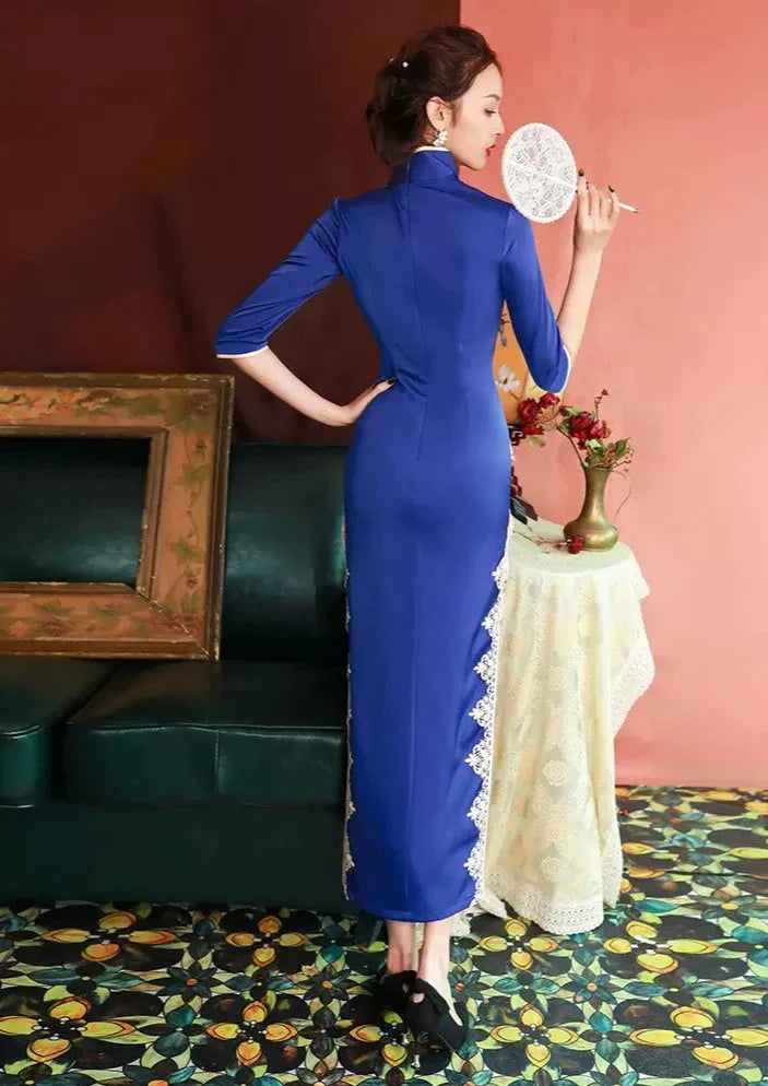 Sapphire | Satin Qipao Dress (宝蓝)