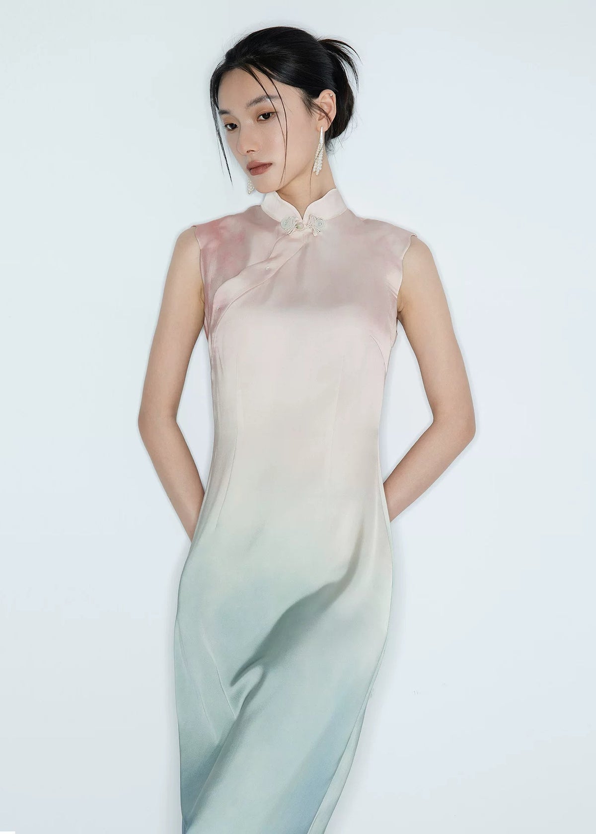 Inkshade | Blush Gradient Modern Qipao (墨影)