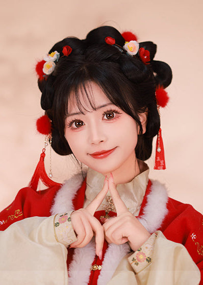 Lunar Snowball | 6 Mink Fur Pom Hair Pieces (雪月)