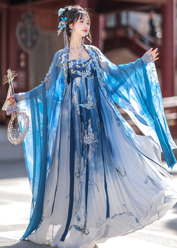 Blue Butterfly | 4-Piece Embroidered Hanfu (瓷碟美人)