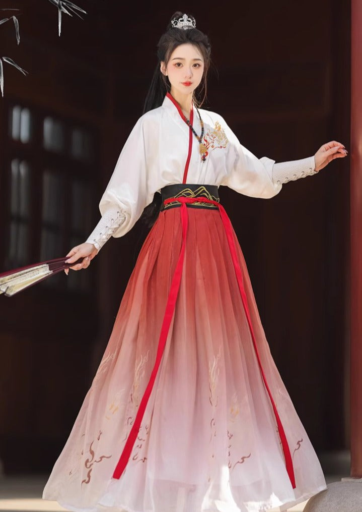 Flame Bird | Unisex 5-Pieces Hanfu Set (惊鸿)