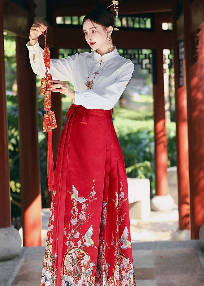 Crane Dance | 2-Piece Plus Ma Mian Skirt Set (鹤舞)