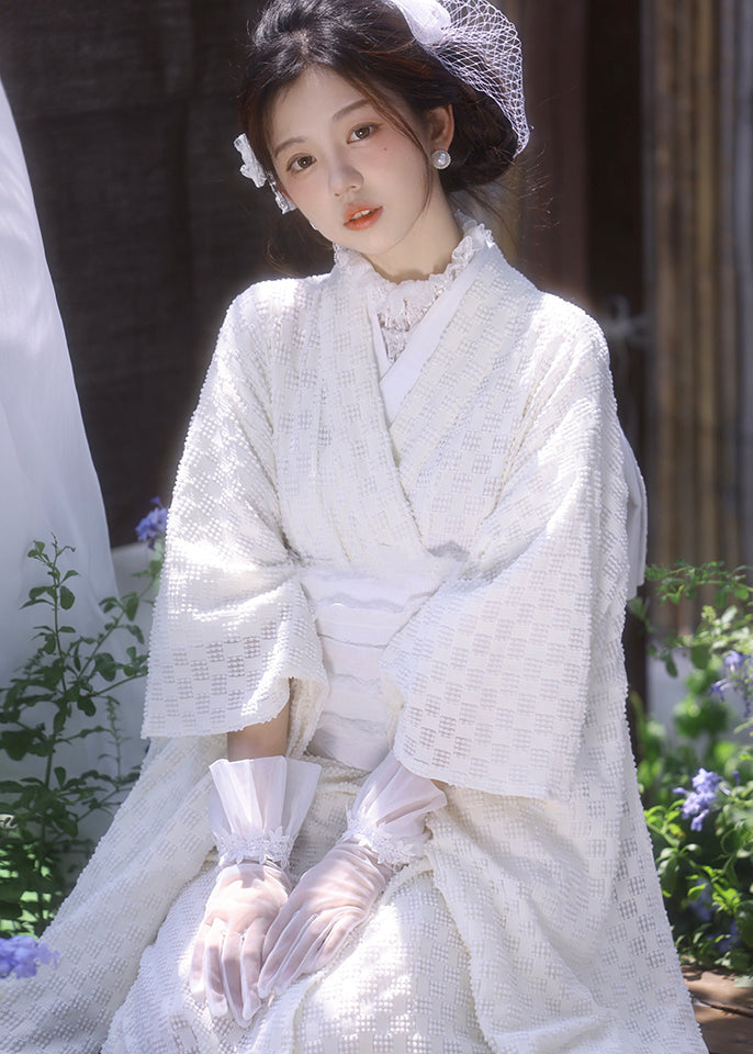 Yuki | 3-Piece Lace Asian Kimono (雪子)