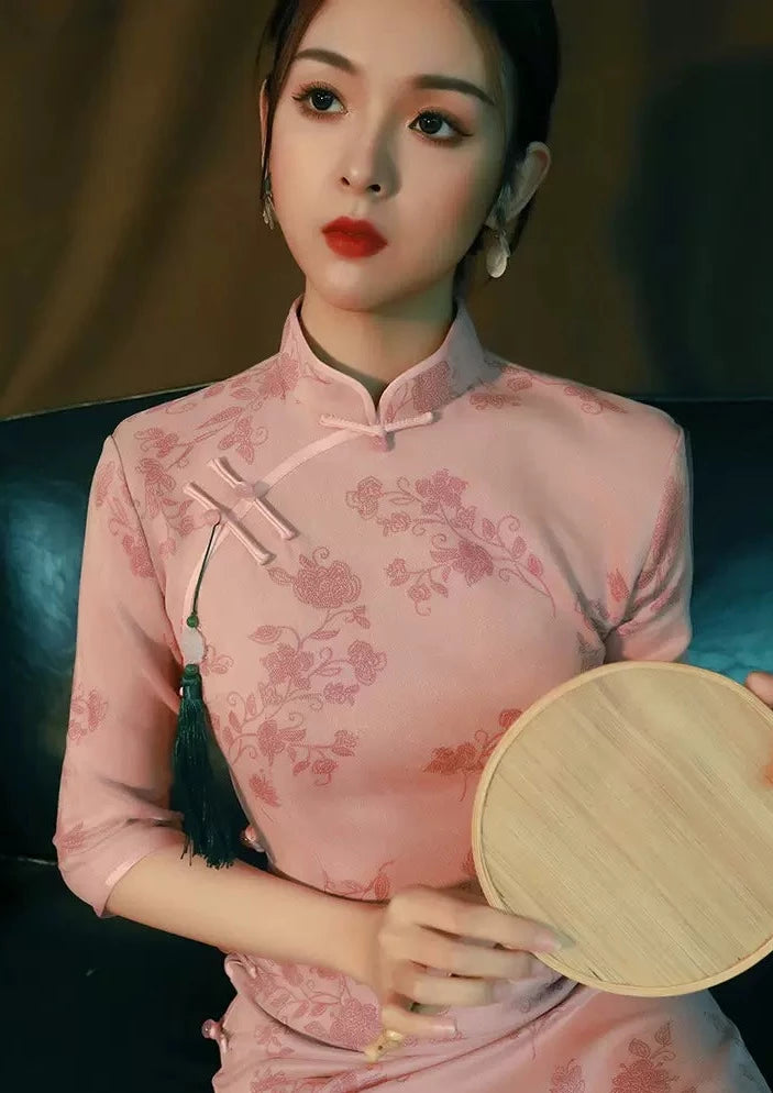 Pink Love | Printed Qipao Dress (粉颜)