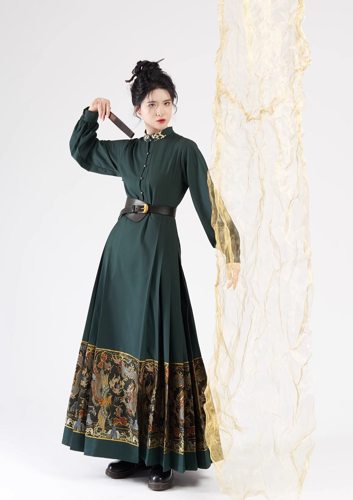 Cloud | Modern Hanfu Dress (卿云) L / Green / Dress Cloud | Modern Hanfu Dress (卿云) L / Green / Dress