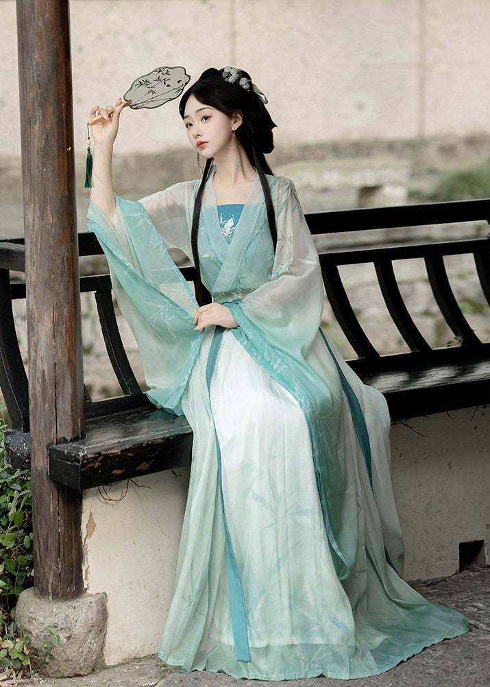 Bamboo Rain | 4-Piece Embroidered  Hanfu (清影)