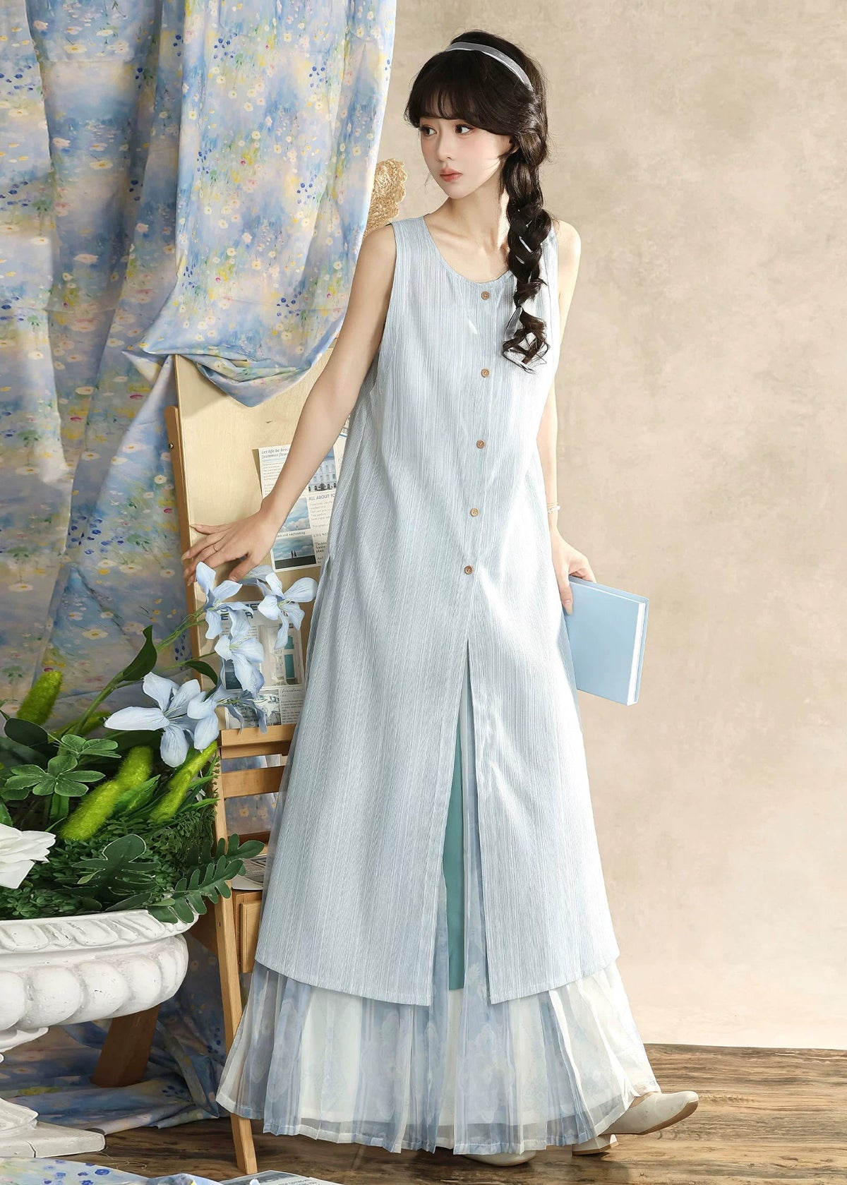 Dyed in Blue| 2-Piece Modern New Chinese Style Sleeveless Summer Dress(染蓝)