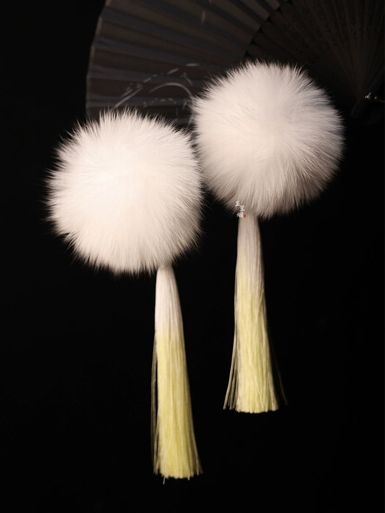 Lunar Snowball | 6 Fox Fur Pom Hair Pieces (雪月)