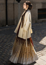 Moon River | Modern Golden Ma Mian Skirt (月生春江)