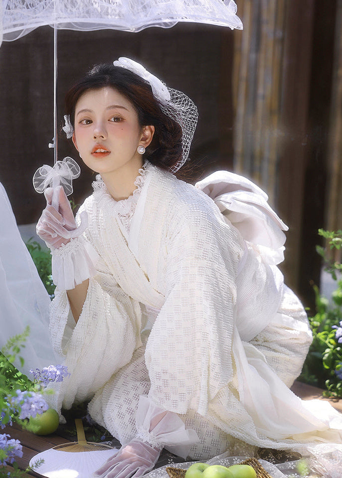 Yuki | 3-Piece Lace Asian Kimono (雪子)