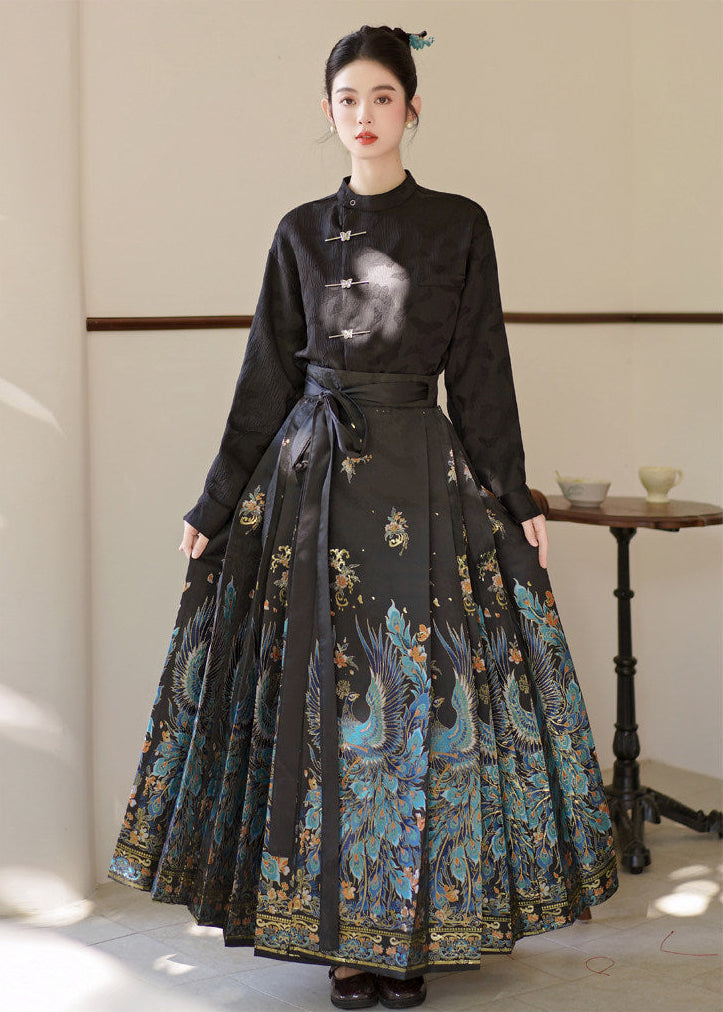 Little Jade | Plus Embroidered Ma Mian Skirt Set (点翠)
